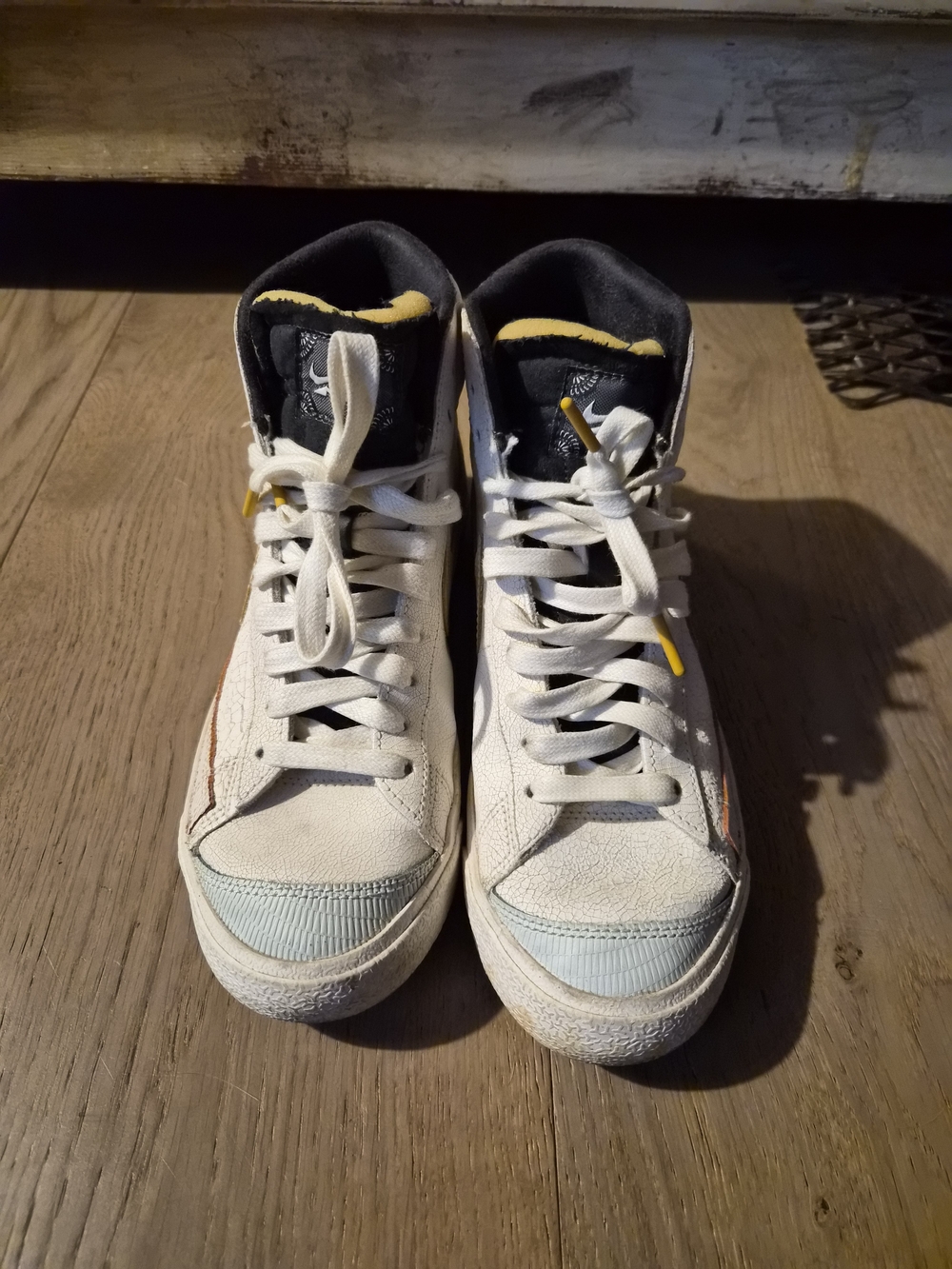 Nike White Mid 77 Dia De Los Muertos Blazers with Black and Yellow Accents